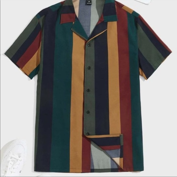 Multicolor Casual Men’s Stripe Print Shirt